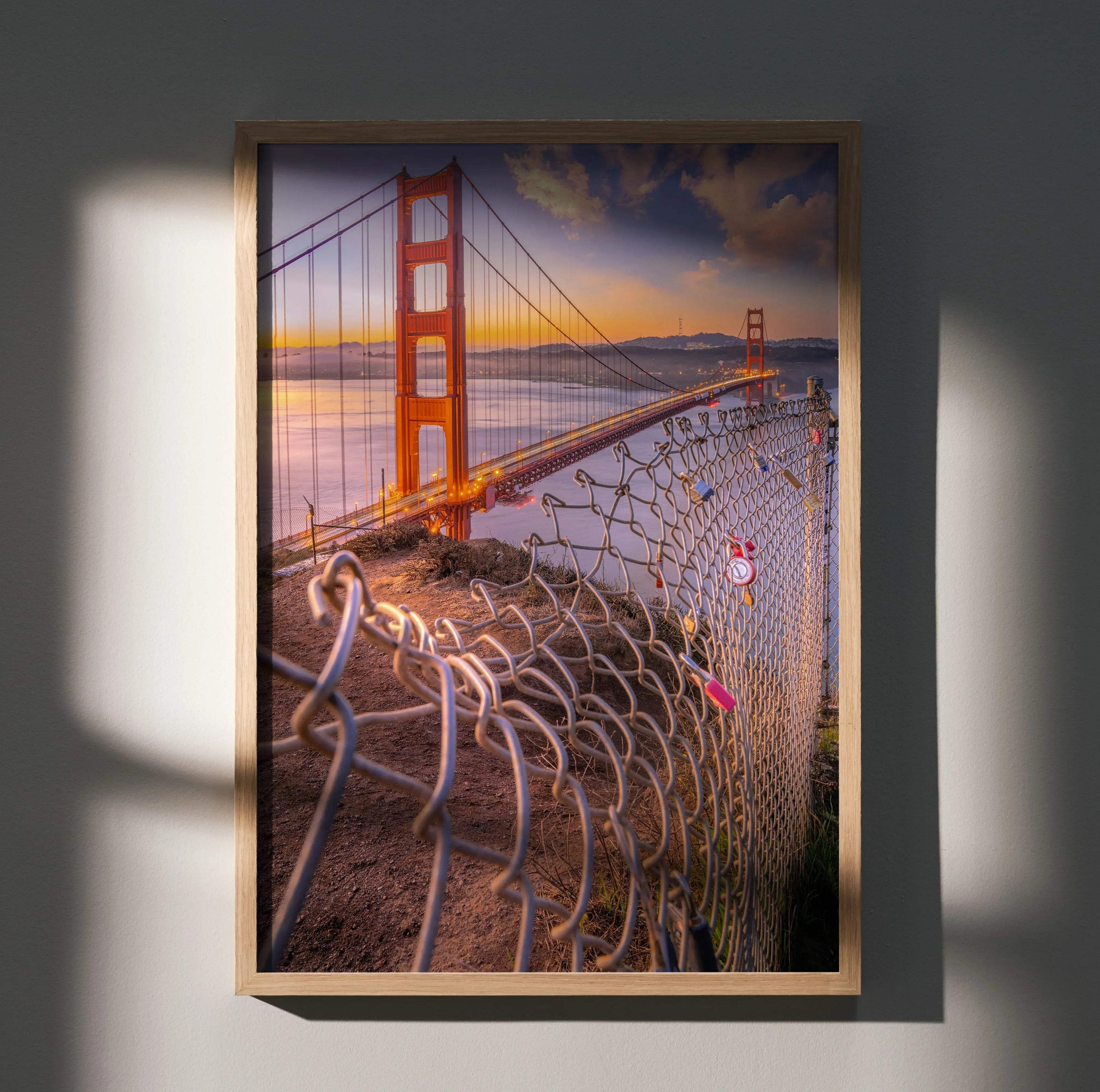Stunning Golden Gate Sunset Ocean Art Print Poster | Vertical - Throttle Designs
