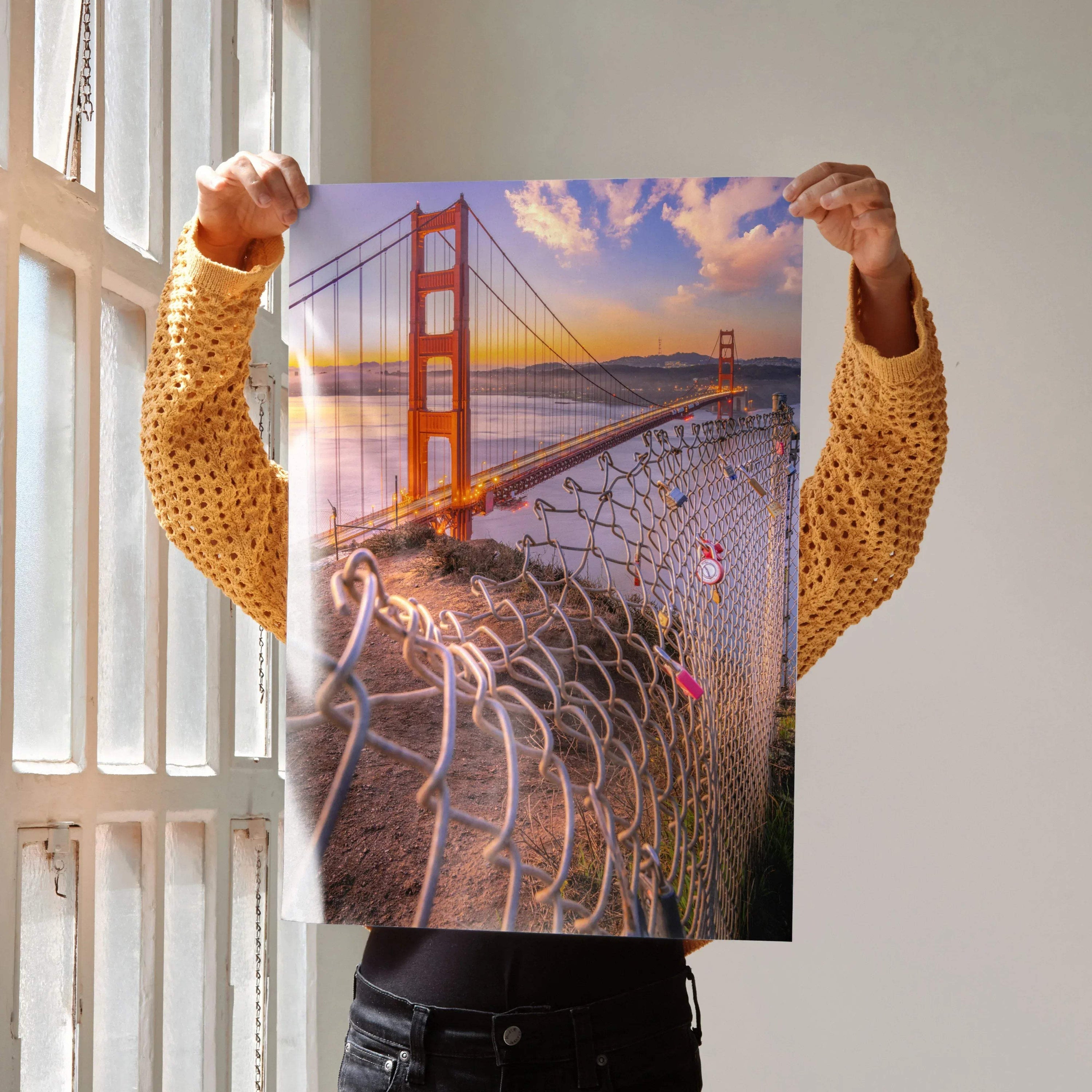 Stunning Golden Gate Sunset Ocean Art Print Poster | Vertical - Throttle Designs