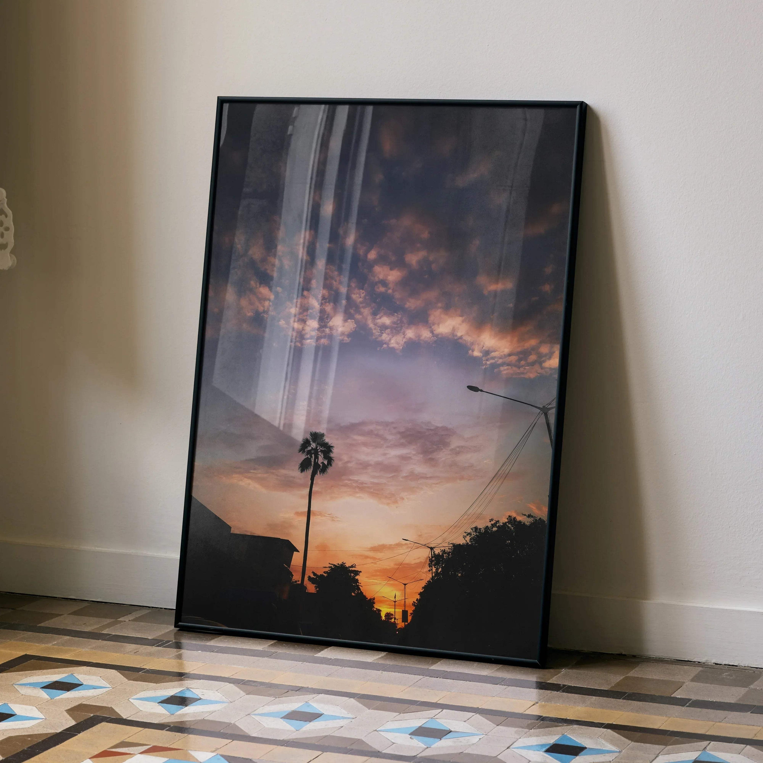 Stunning Sunset Landscape Wall Art Poster | Vertical - Throttle Designs