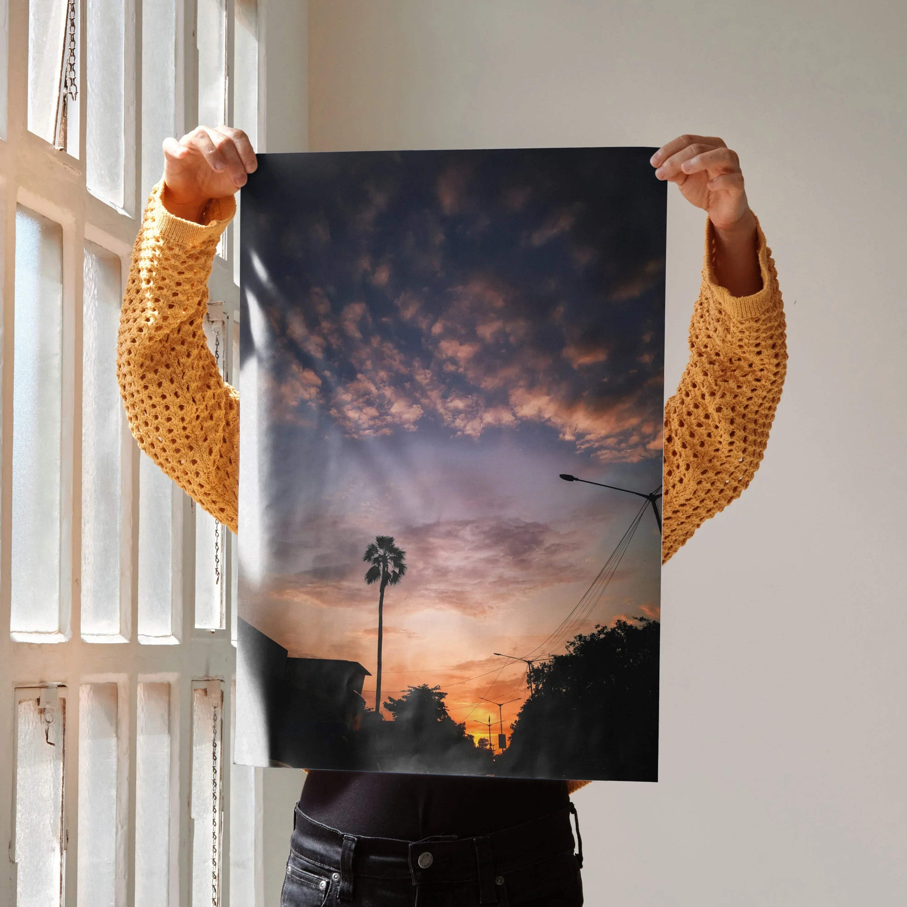 Stunning Sunset Landscape Wall Art Poster | Vertical - Throttle Designs