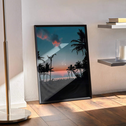 Vibrant Beach Sunset Art Print Wall Decor | Vertical - Throttle Designs