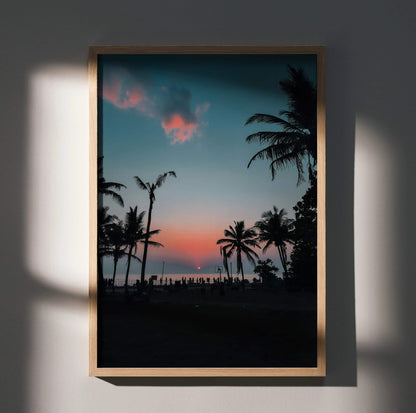 Vibrant Beach Sunset Art Print Wall Decor | Vertical - Throttle Designs
