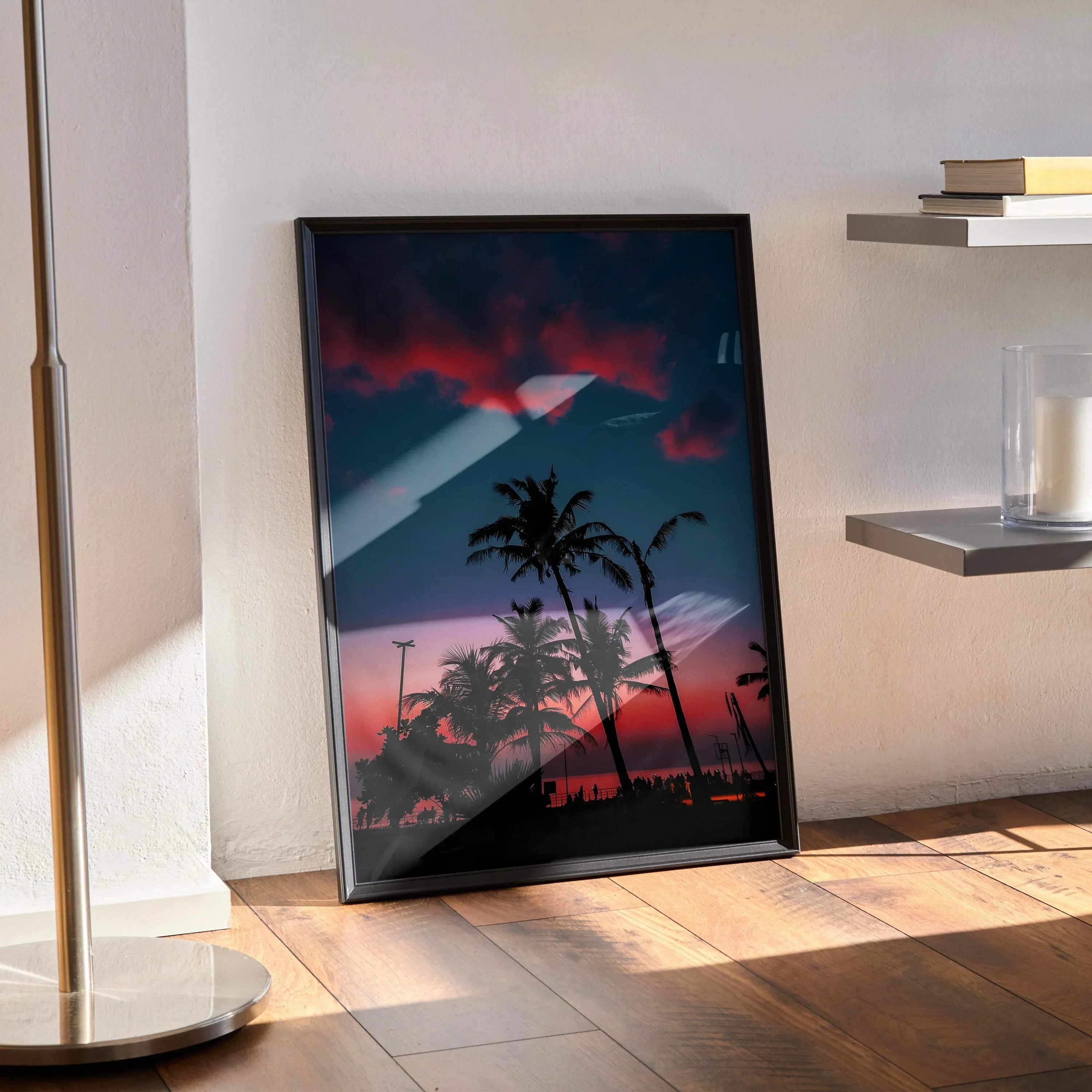 Vibrant Beach Sunset Art Print Poster | Vertical - Throttle Designs