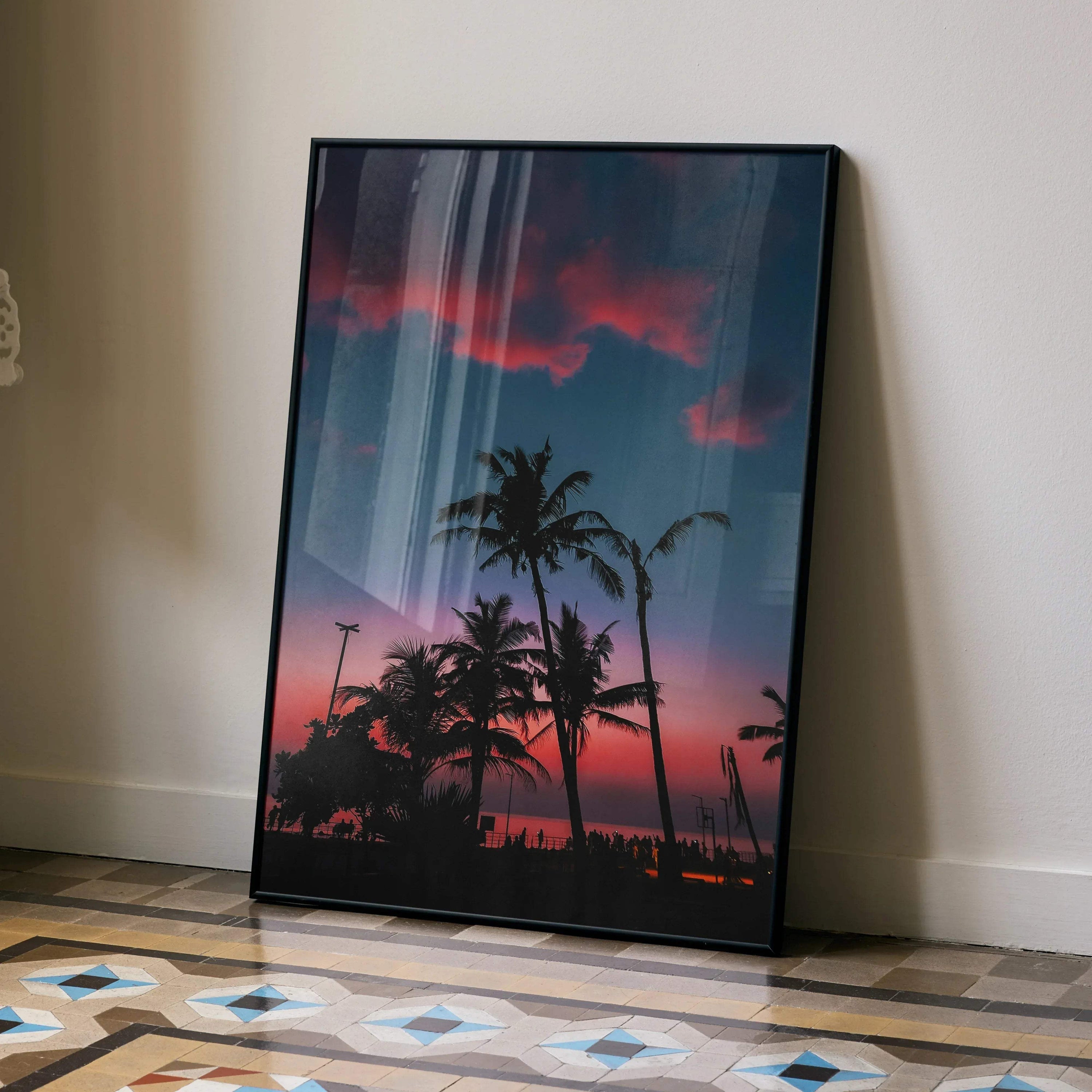 Vibrant Beach Sunset Art Print Poster | Vertical - Throttle Designs