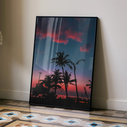 Vibrant Beach Sunset Art Print Poster | Vertical - Throttle Designs