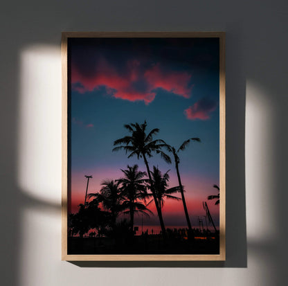 Vibrant Beach Sunset Art Print Poster | Vertical - Throttle Designs