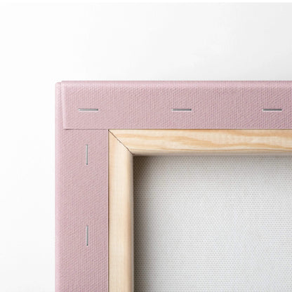 Minimal pink felt heart on pastel pink canvas wall art with light wood frame