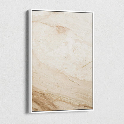 Beige marble texture canvas wall art in white frame