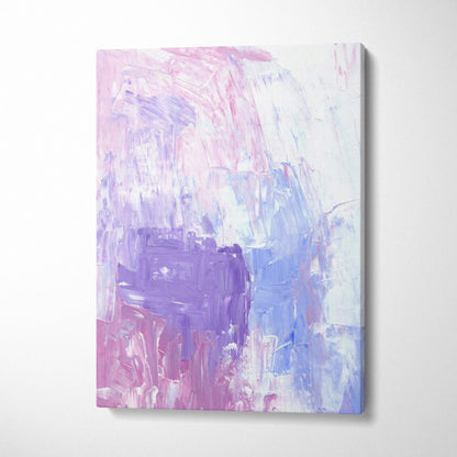 Abstract pastel acrylic canvas wall art in soft pink, lavender, light blue impasto texture