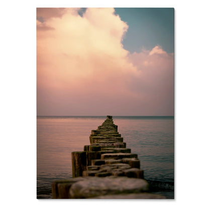 Serene Ocean Sunset Beach Art Print Poster | Vertical - Throttle Designs