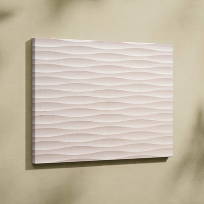 Sleek off-white 3D wavy wall panel with minimalist beige wave texture and soft shadows