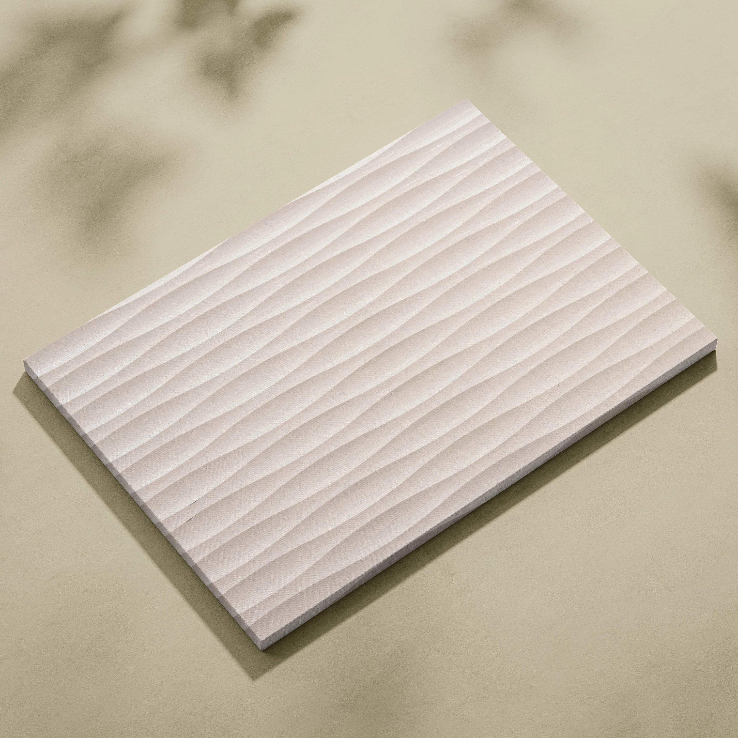 White wavy ceramic tile detail for minimalist beige wave canvas wall art