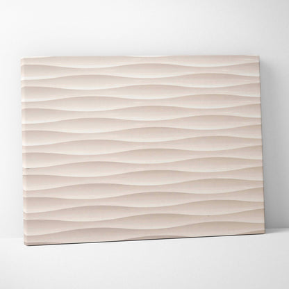 Minimalist beige wave texture canvas wall art with soft shadows