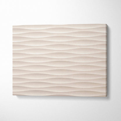 Minimalist beige wave texture canvas wall art with soft shadows