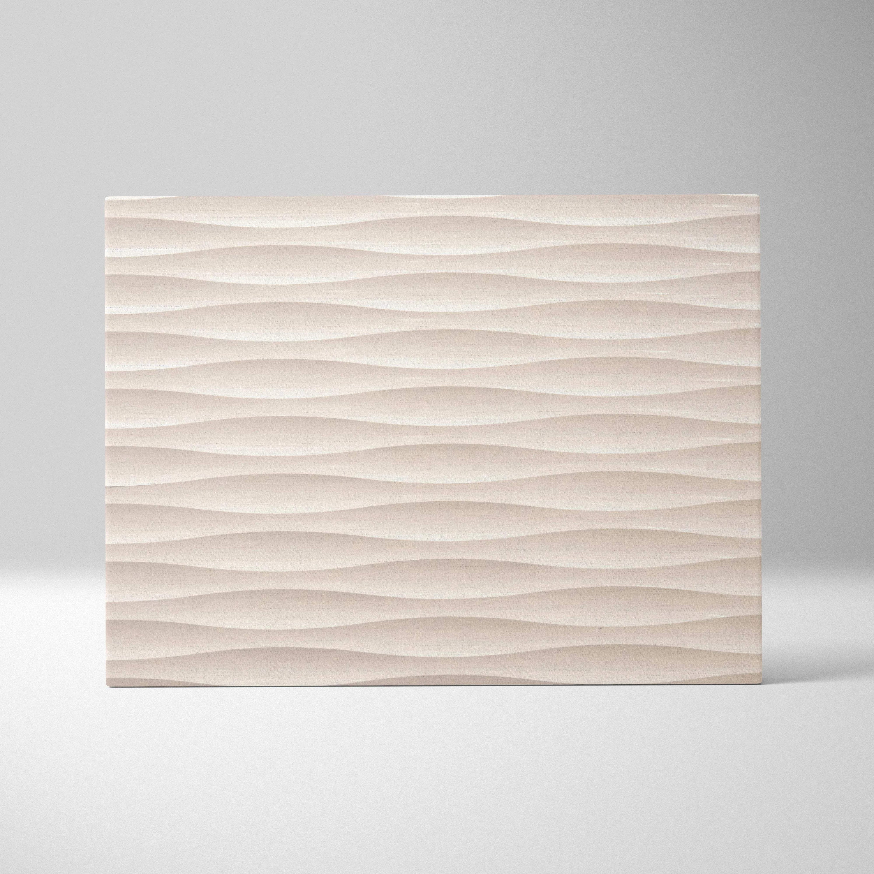 Minimalist beige wave texture canvas wall art with soft shadows