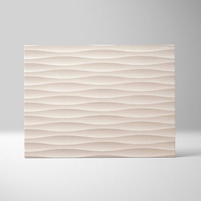 Minimalist beige wave texture canvas wall art with soft shadows