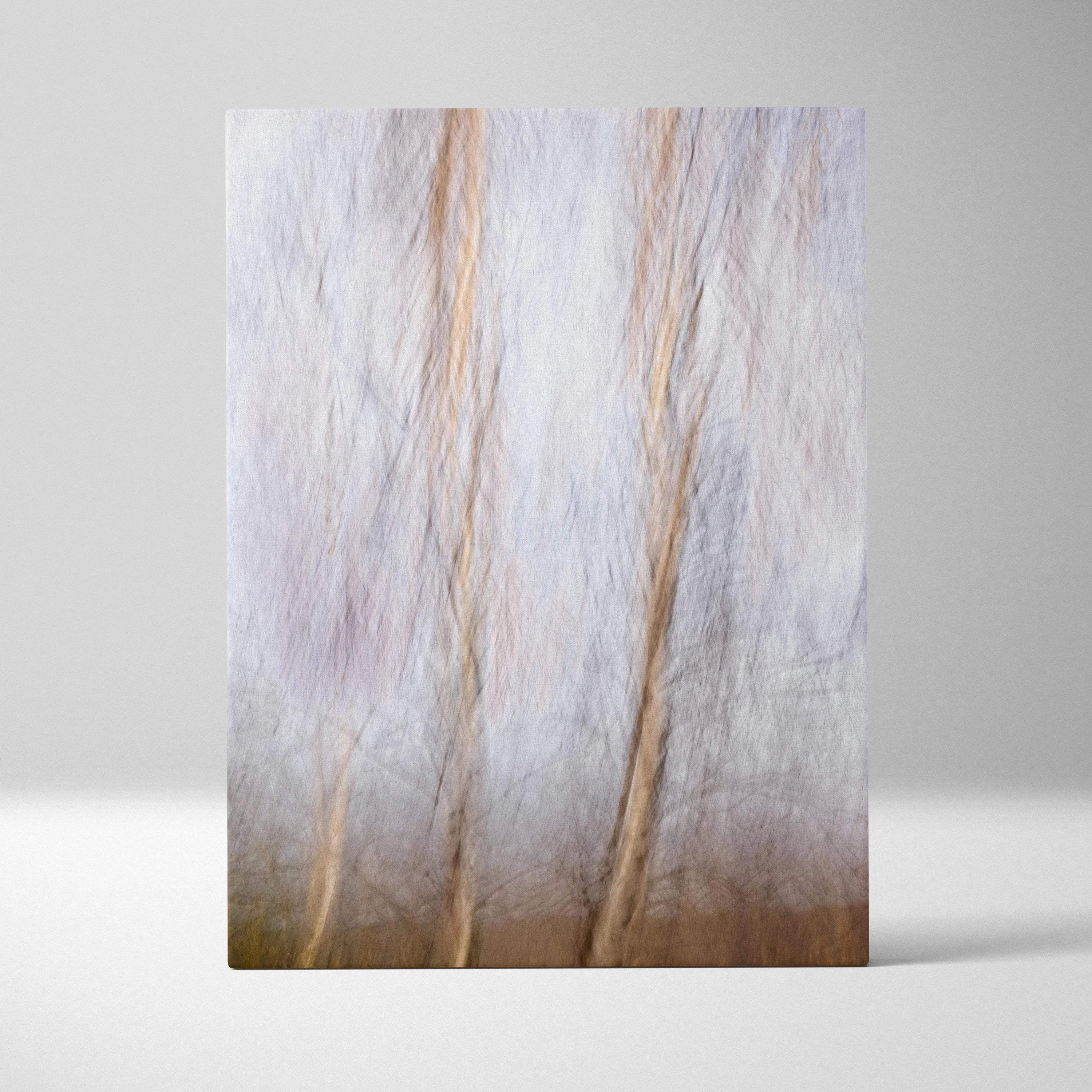 Abstract forest motion blur canvas art in beige, gray, brown tones