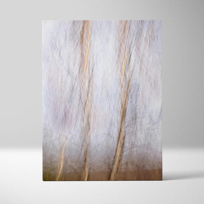 Abstract forest motion blur canvas art in beige, gray, brown tones