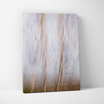 Abstract forest motion blur canvas in beige gray muted tones