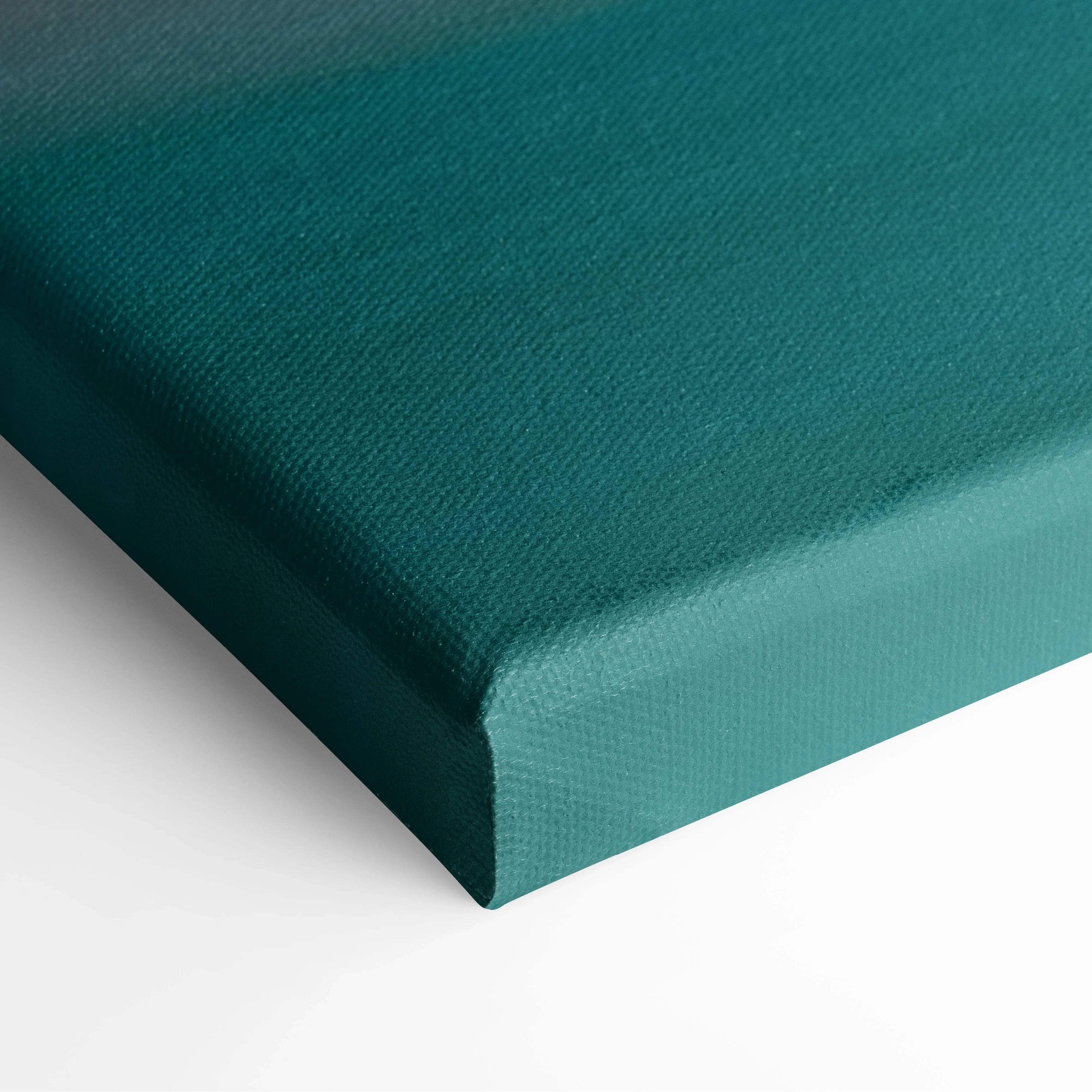 Teal textured woven canvas print of minimalist abstract seascape sunset