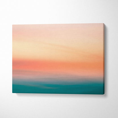 Minimalist abstract seascape sunset gradient canvas in peach coral teal