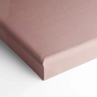 Textured rose gold canvas back with stitched edges, blush pink mountain art