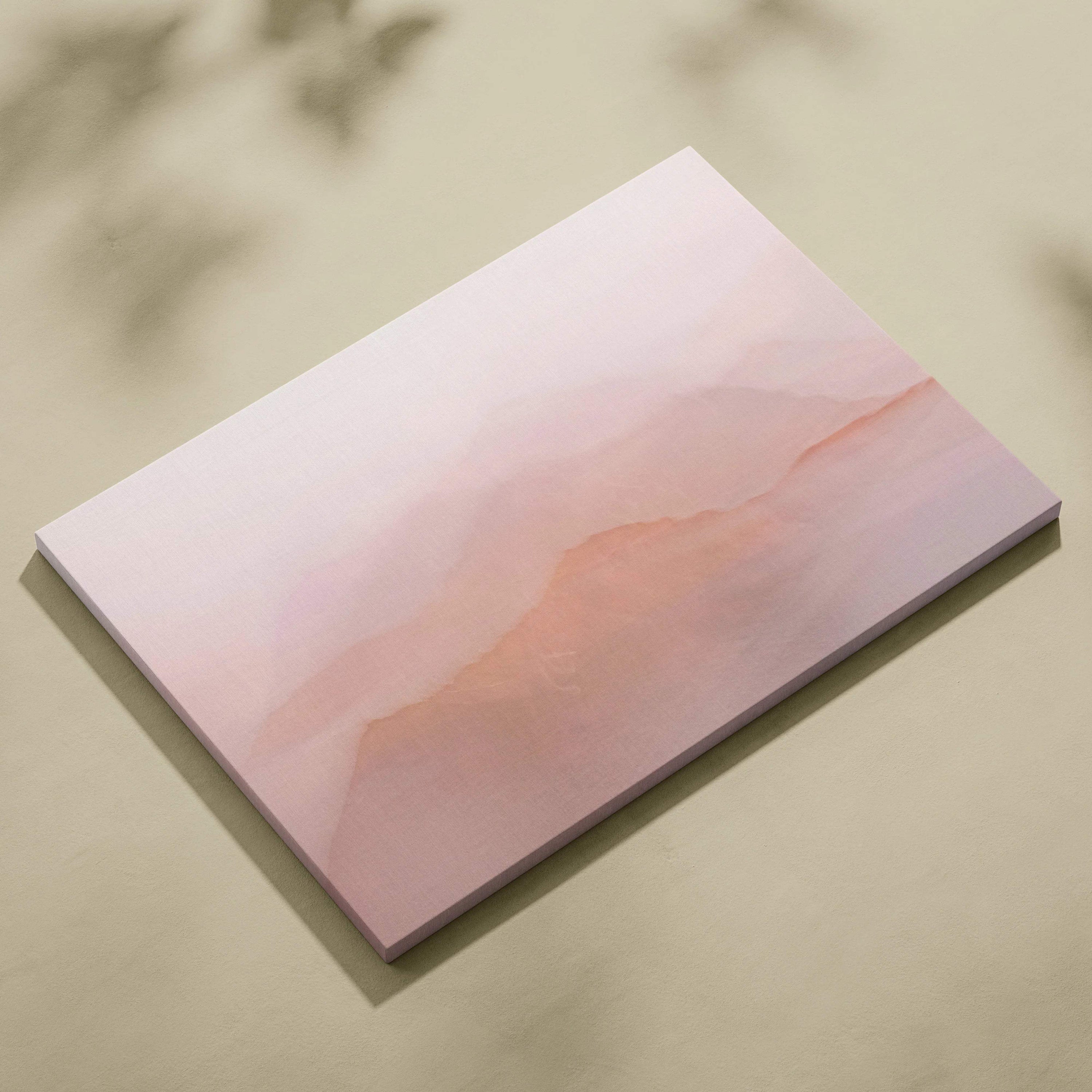 Soft pink gradient notepad with abstract patterns on blush mountain canvas art