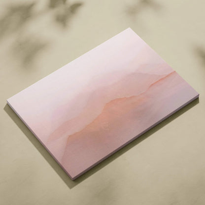Soft pink gradient notepad with abstract patterns on blush mountain canvas art