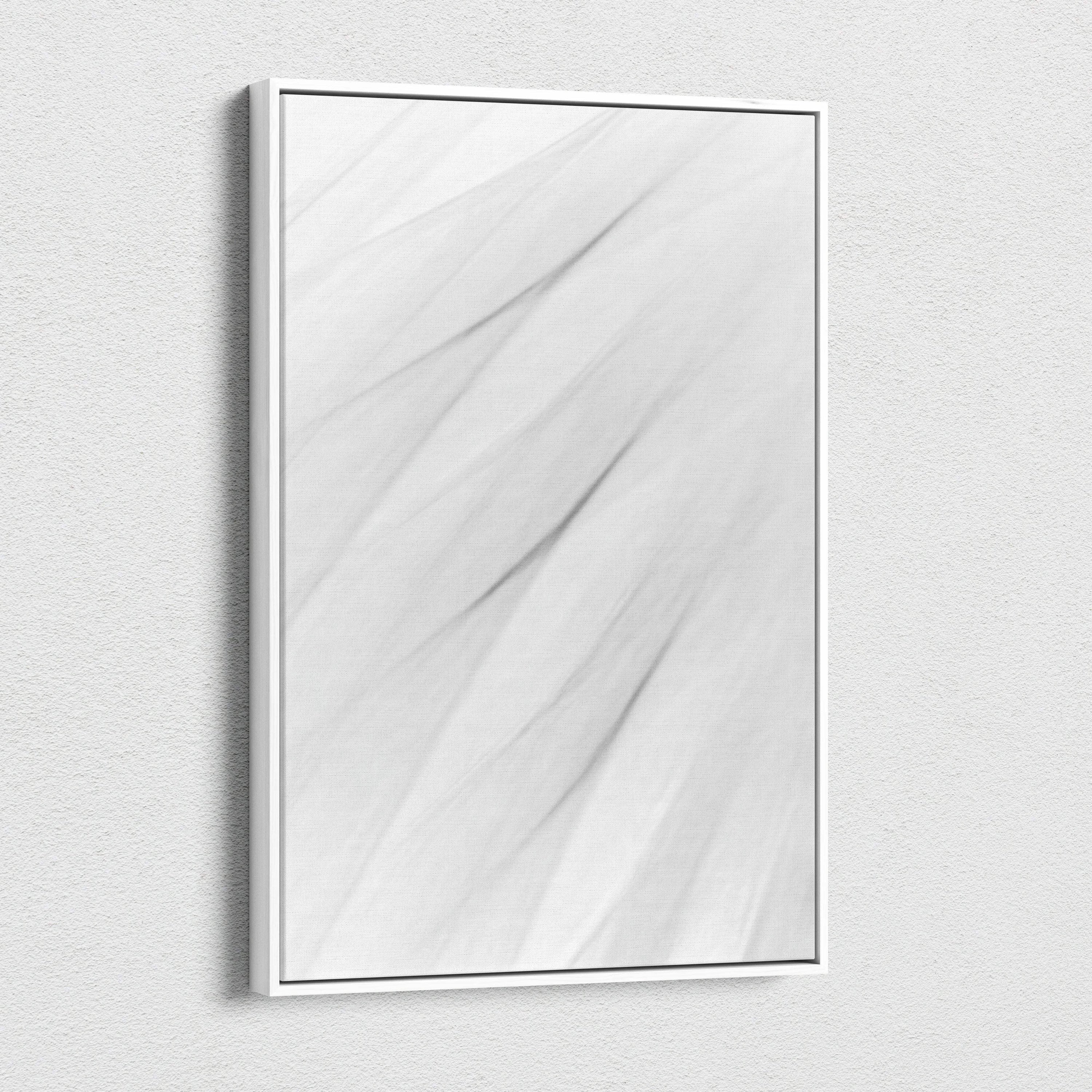 Minimalist white marble canvas wall art with calm gray veining