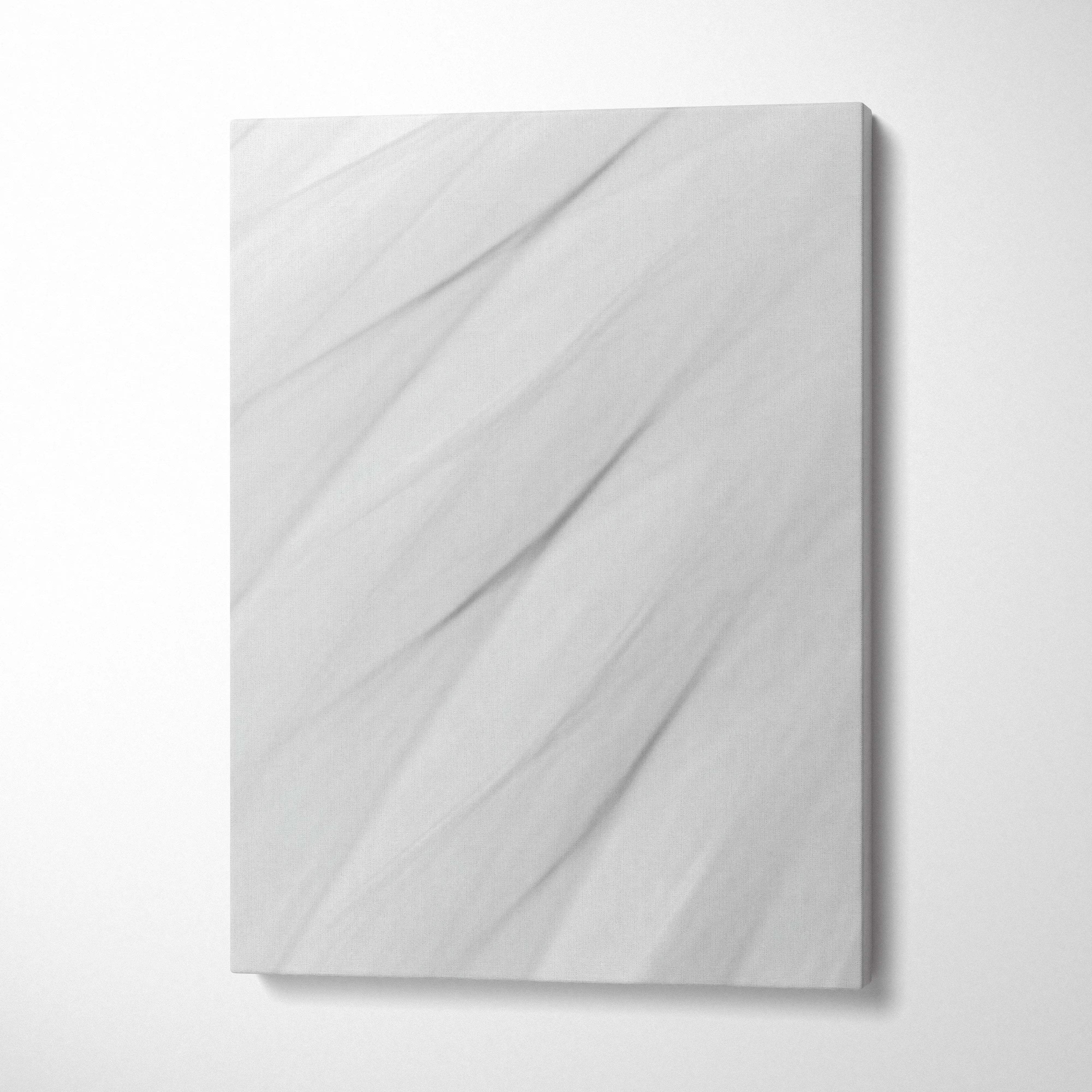 Minimalist white marble canvas wall art with subtle gray veining