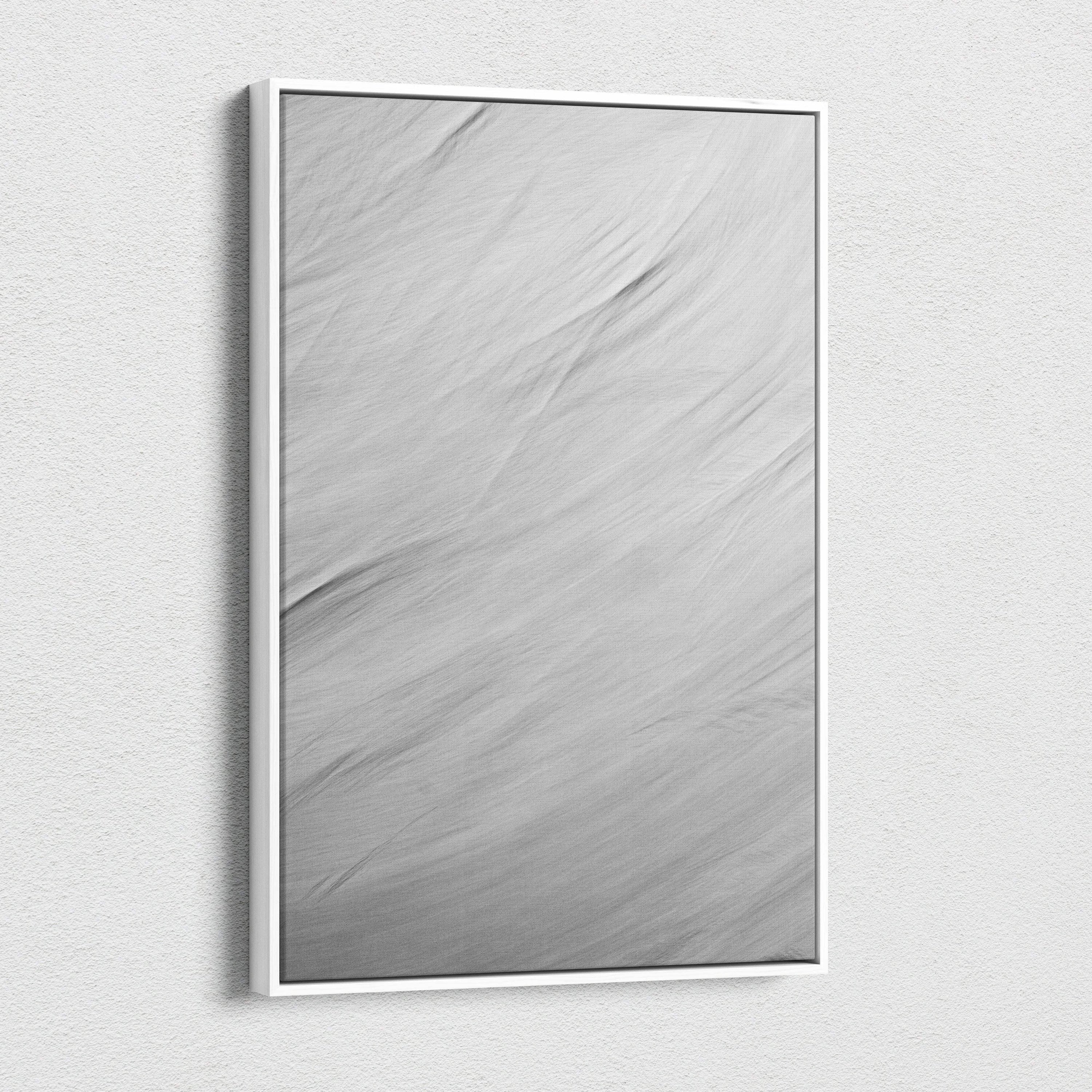 Serene gray marble texture minimalist abstract canvas wall art in white frame