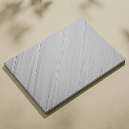 Gray rectangular tile with subtle white veining in minimalist silver gray canvas art