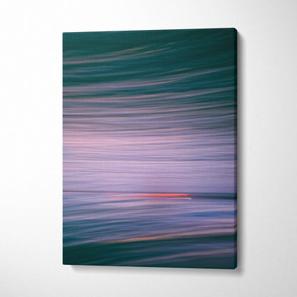 Abstract ocean seascape motion blur canvas in teal pink sunset tones