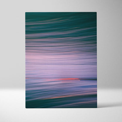Abstract ocean seascape canvas with teal pink blur streaks