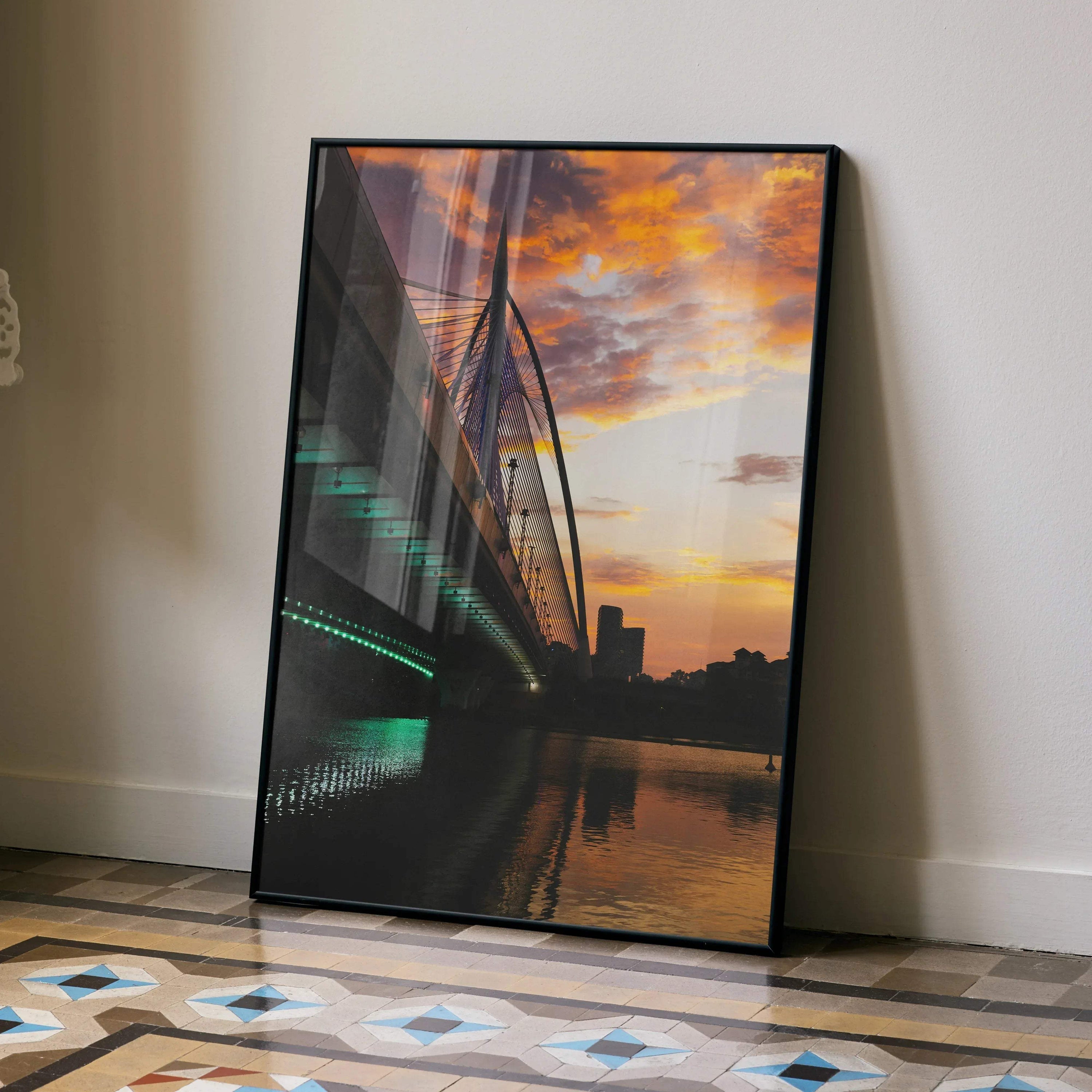 Vibrant Sunset City Skyline Wall Art Poster | Vertical - Throttle Designs