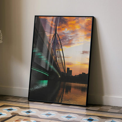 Vibrant Sunset City Skyline Wall Art Poster | Vertical - Throttle Designs