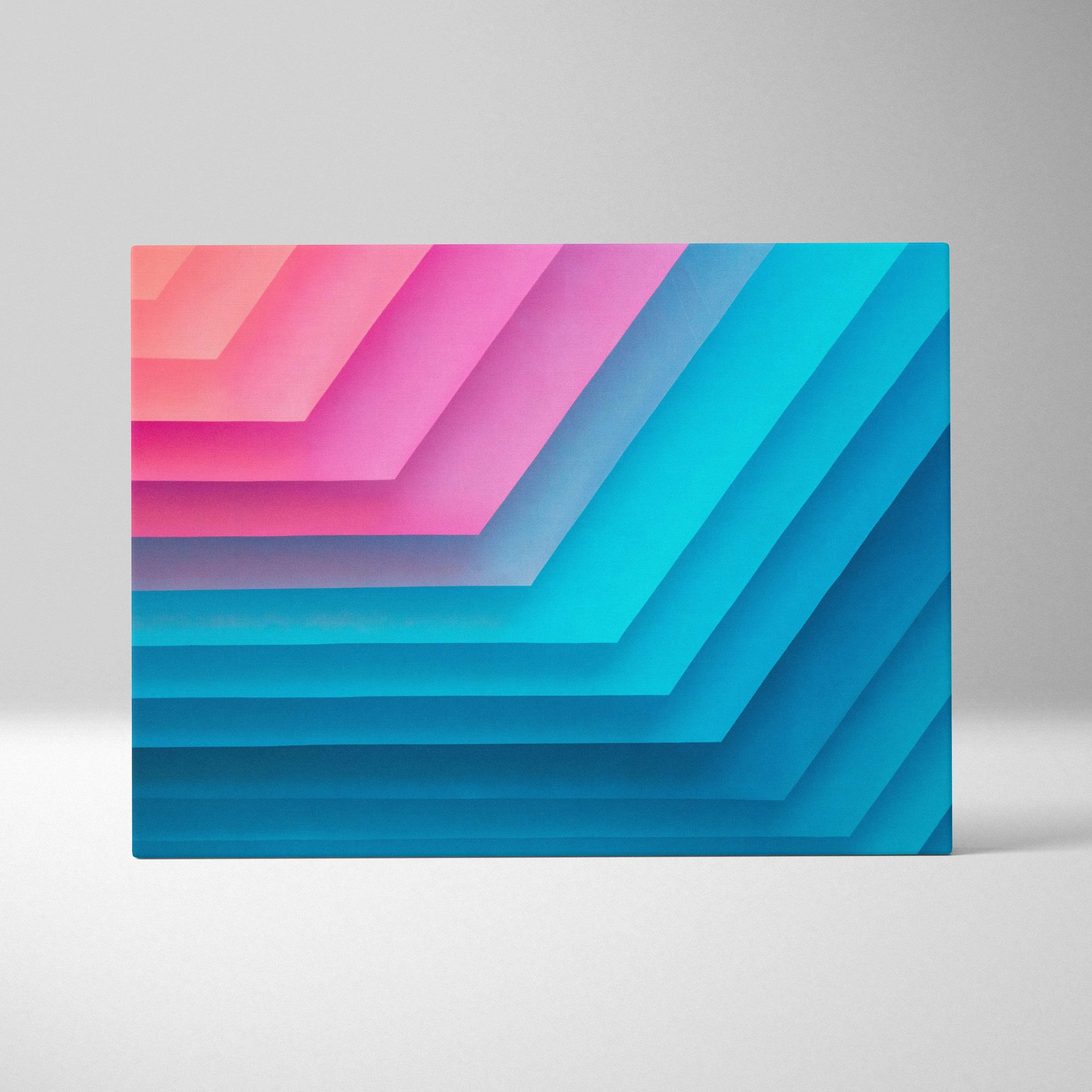 Modern abstract canvas with pink to teal gradient geometric shapes