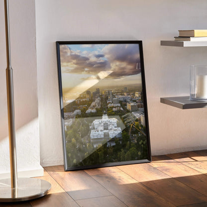 Vibrant City Sunset Wall Art Poster Print | Vertical - Throttle Designs