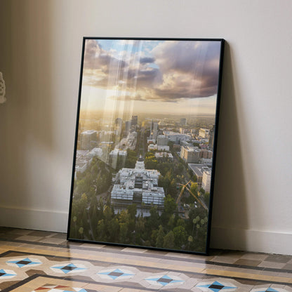 Vibrant City Sunset Wall Art Poster Print | Vertical - Throttle Designs