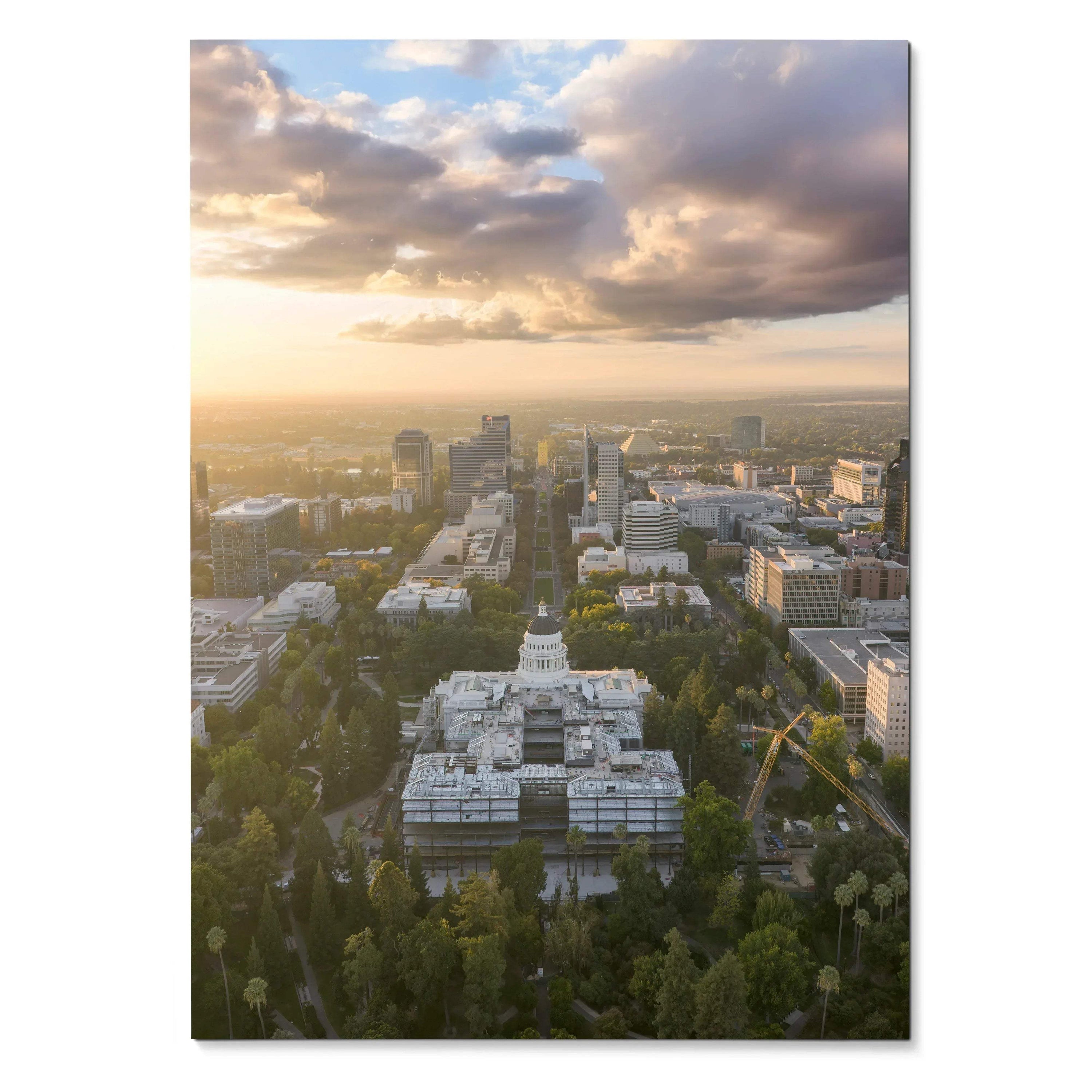 Vibrant City Sunset Wall Art Poster Print | Vertical - Throttle Designs