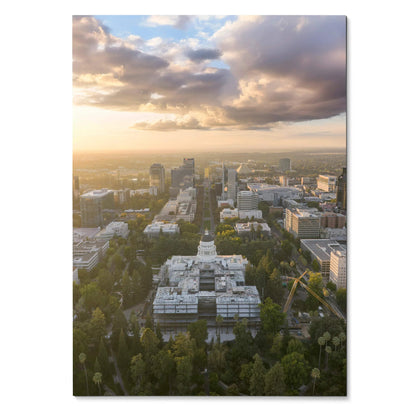 Vibrant City Sunset Wall Art Poster Print | Vertical - Throttle Designs