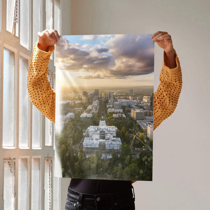 Vibrant City Sunset Wall Art Poster Print | Vertical - Throttle Designs