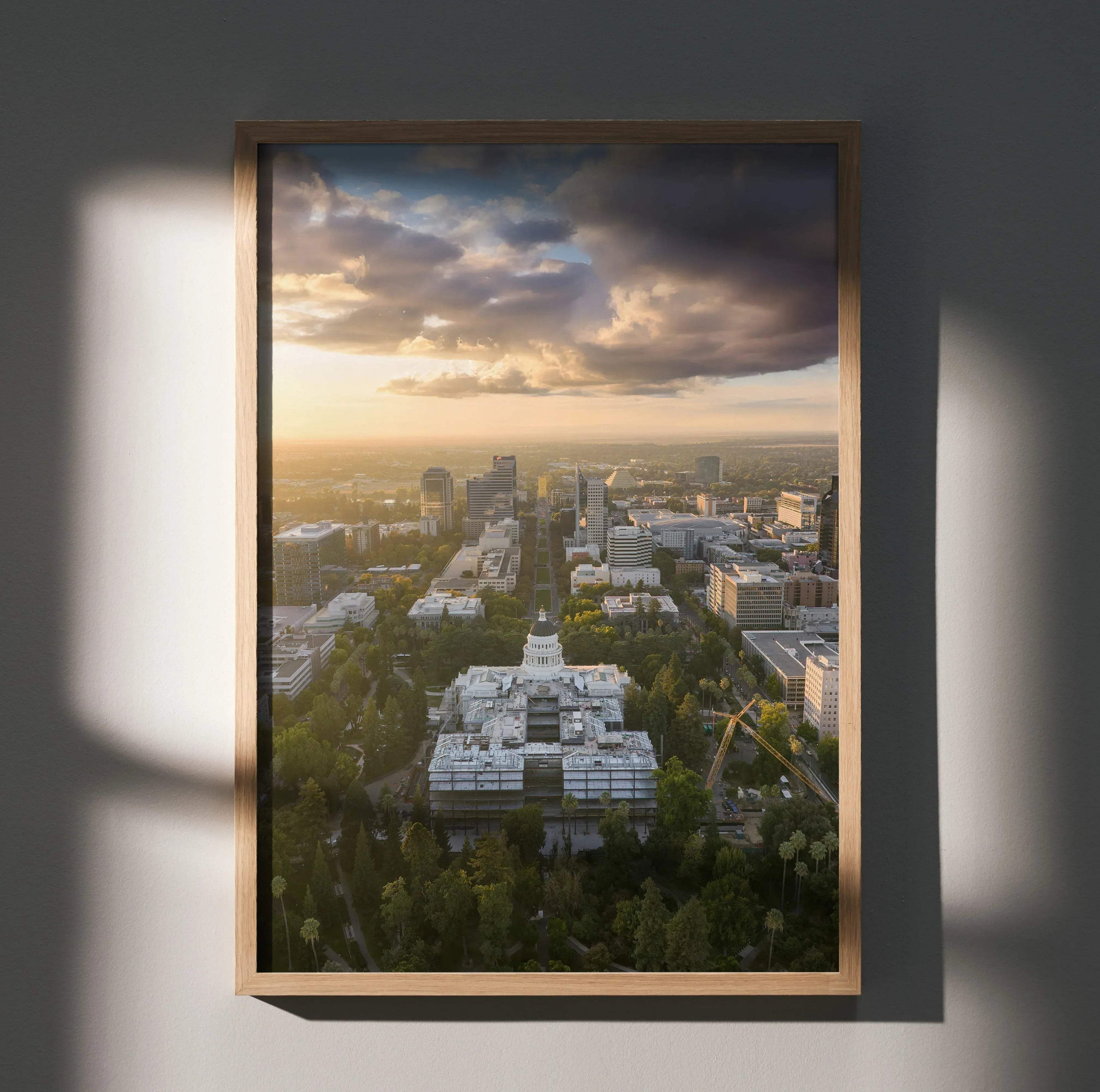 Vibrant City Sunset Wall Art Poster Print | Vertical - Throttle Designs