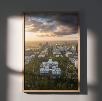 Vibrant City Sunset Wall Art Poster Print | Vertical - Throttle Designs