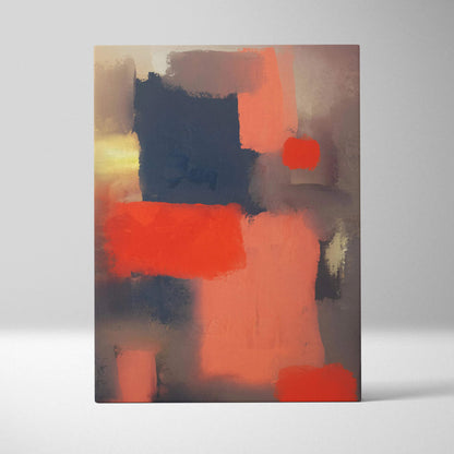 Moody abstract geometric canvas wall art with bold red navy blocks