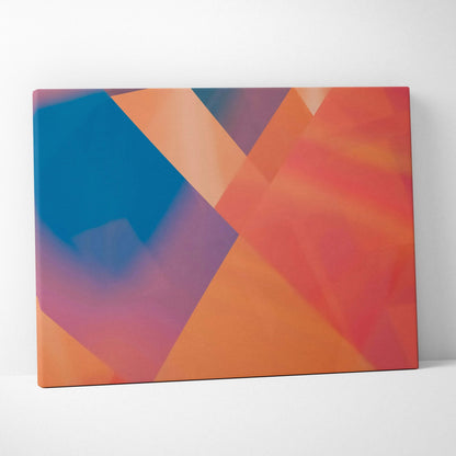 Vibrant geometric polygon canvas wall art in teal orange purple coral peach pink blue