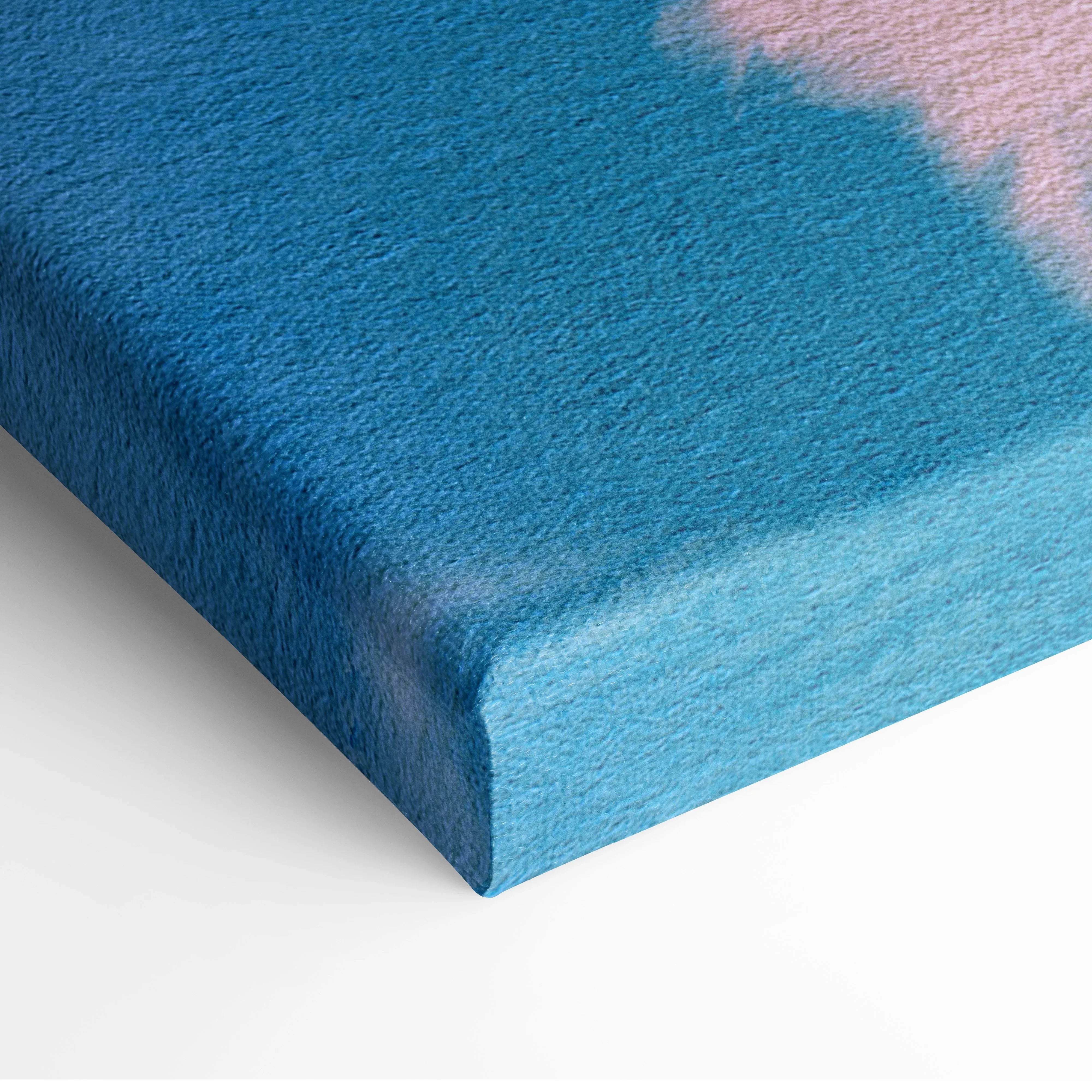 Blue textured canvas with pink gradient, dreamy abstract watercolor art