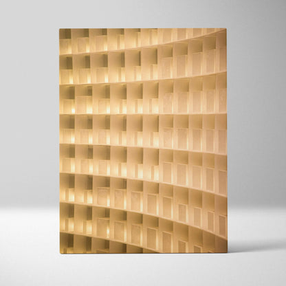 Modern curved wall light with wave-like golden geometric panels