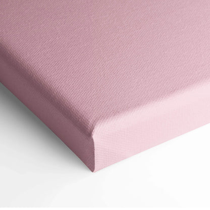 Back of minimalist Let It Be green tile letters on textured pink canvas