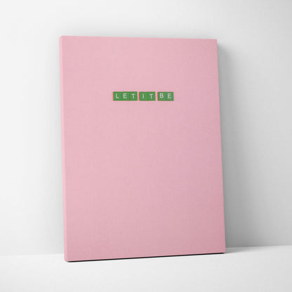 Minimalist let it be green tile letters on pastel pink canvas wall art